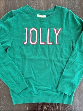 Copper Key Green Sweater with White and Red JOLLY Lettering